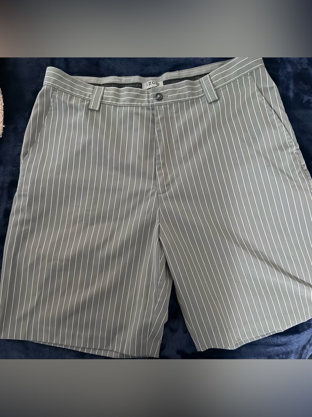 Izod Gray Pinstripe Flat-Front Shorts